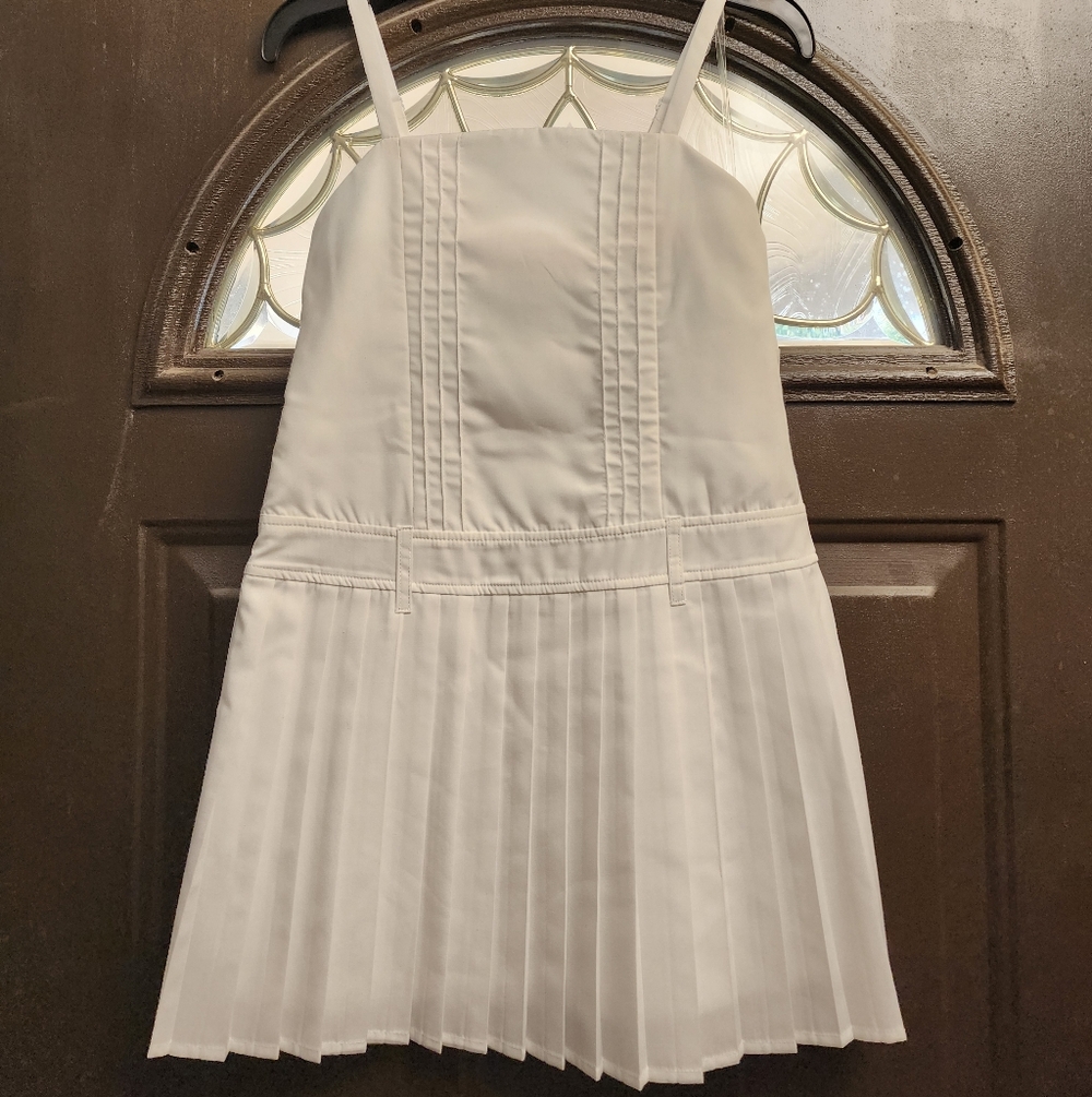 Honey and Rosie White Pleated Dress with Spaghetti Straps